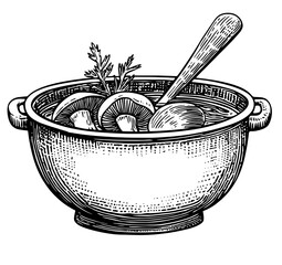 Bowl filled with fresh mushrooms and herbs, perfect for a delicious recipe or meal preparation