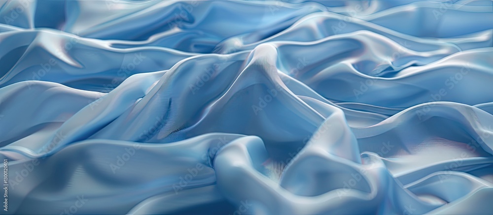 Aufkleber pastel blue satin fabric flowing elegantly with soft folds and shadows creating textured layers suit