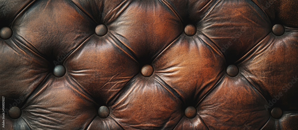 Poster Rustic vintage brown leather texture with button tufting in a warm aged palette ideal for backgrounds and design projects.