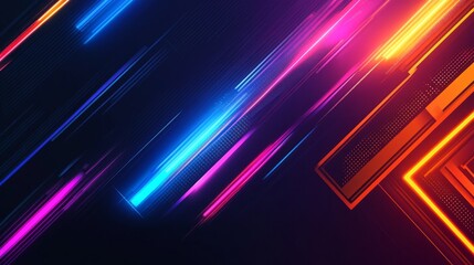 Fototapeta premium Dynamic neon arrows dark background digital art futuristic environment close-up view visual impact
