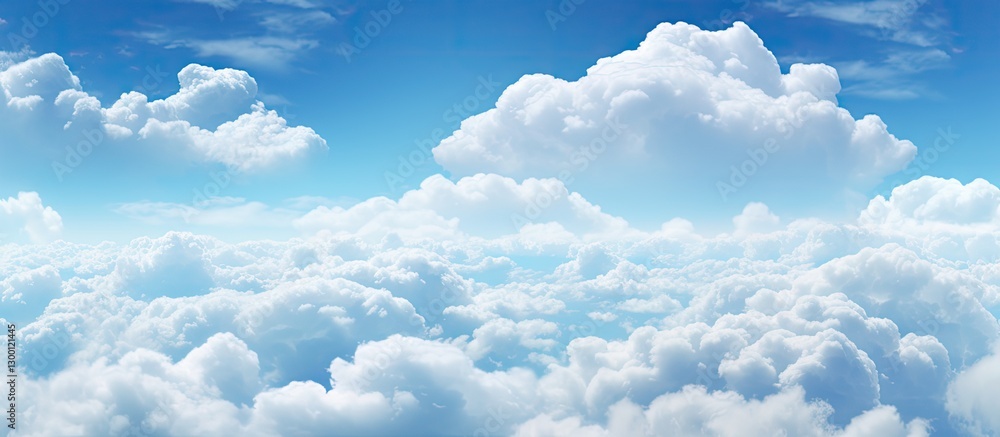 Aufkleber serene blue sky filled with soft white fluffy clouds in the upper half of the image creating a peace