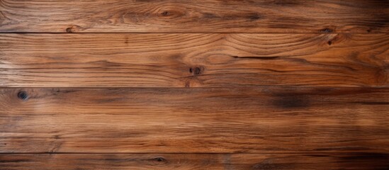 Naklejka premium Rustic dark brown wooden texture with natural grain patterns background, featuring horizontal planks and a warm aesthetic ideal for design projects.