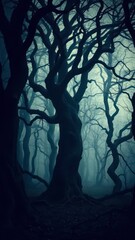  Gothic Dark Forest with Gnarled Trees and a Creepy Atmosphere