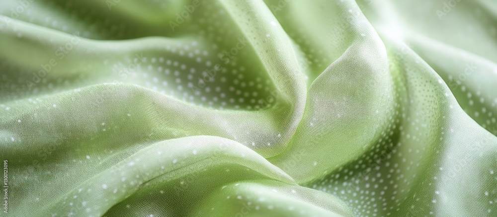 Leinwandbilder light green fabric texture with small white dots creates an elegant appearance; soft folds and shimm