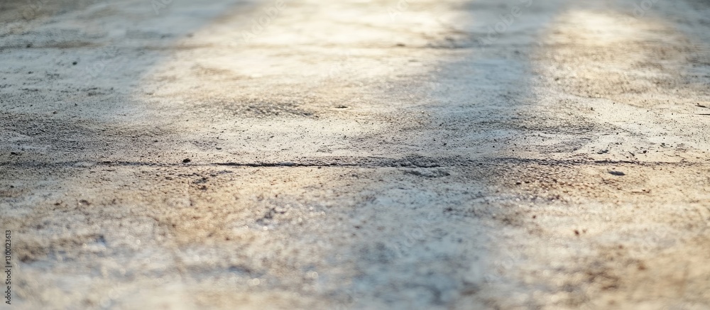 Poster newly poured cement sidewalk with a textured surface showing subtle sheen and natural light reflecti