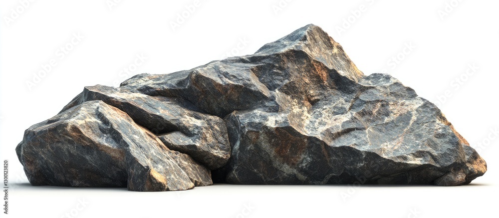 Aufkleber natural jagged dark grey rocky stones clustered together on a white background emphasizing texture a