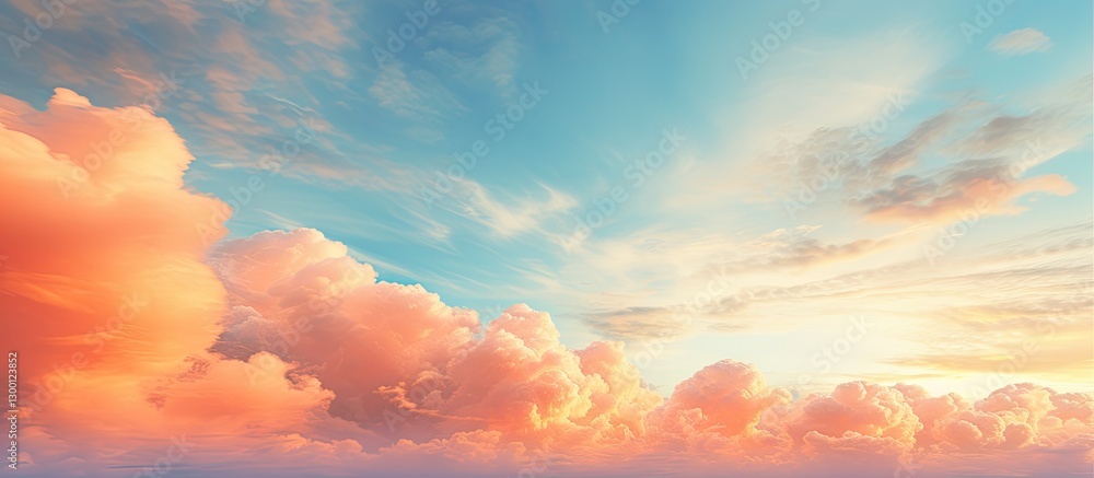 Poster colorful clouds in shades of pink and orange against a light blue sky create a captivating landscape