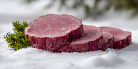 High-Quality Fresh Raw and Cooked Meat Selection Featuring Juicy Steak Cuts, Grilled Ham, and Sliced Pork with a Delicious and Mouthwatering Presentation