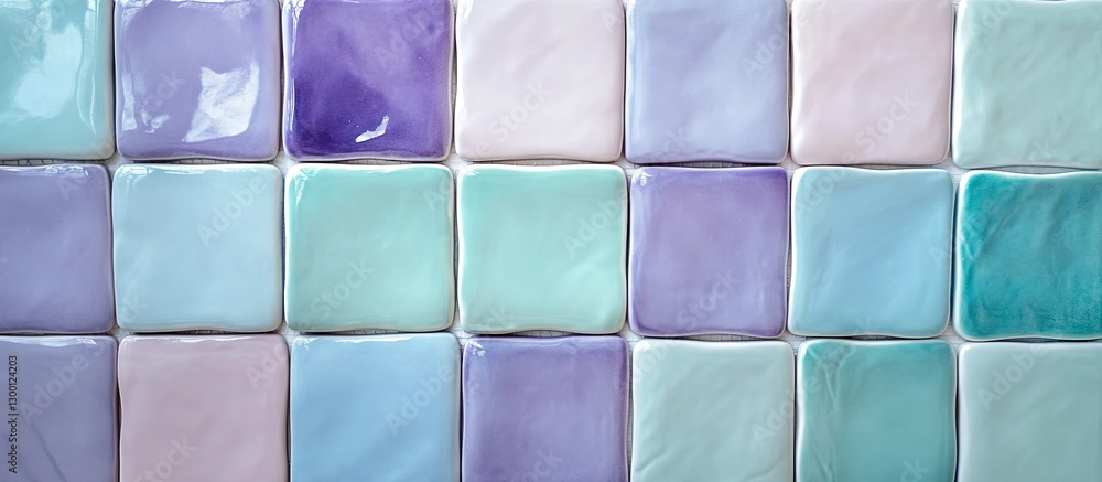 Aufkleber pastel mint blue and purple square tiles arranged in a grid pattern create a calming and soft aesthe