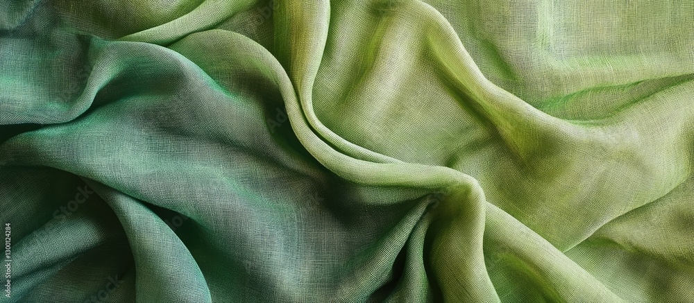 Poster textured green gradient fabric with soft folds and crushed appearance showcasing richness and visual