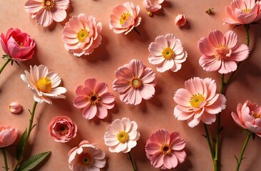 Small flowers on a brown background in the color of Mocha Mousse. International Women's Day. Mother's Day. Valentine's Day