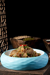 Exquisite cold dish: chopped fennel and chrysanthemum mushroom salad