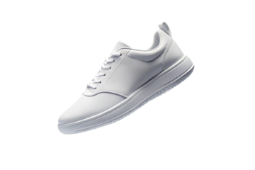 floating white sneaker minimalistic shoe design isolated on transparent background