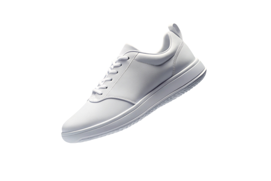 floating white sneaker minimalistic shoe design isolated on transparent background