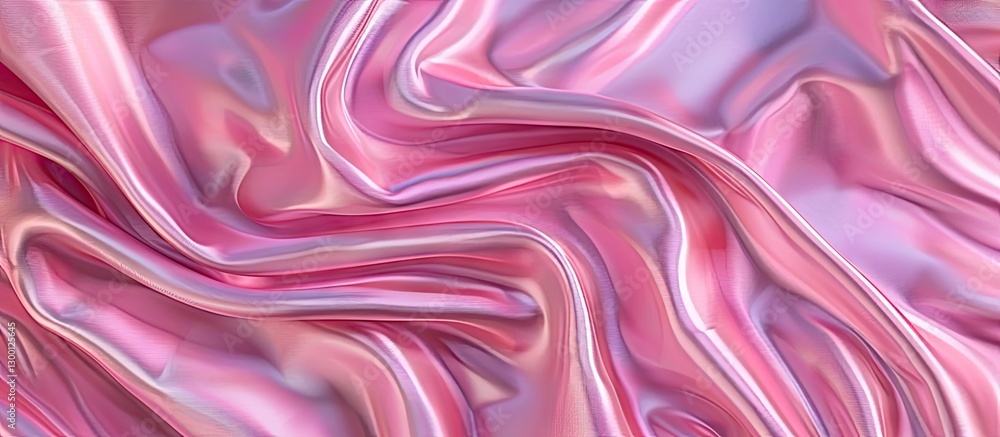 Poster delicate pink satin fabric with soft waves and intricate folds reflecting light, creating a luxuriou