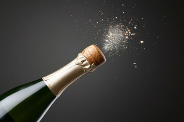 Cork popping from champagne bottle in a celebration setting during a festive occasion