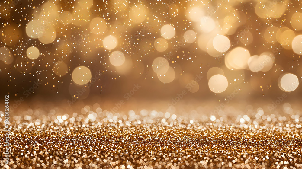 Aufkleber golden glittering background with sparkling bokeh effect and shimmering lights