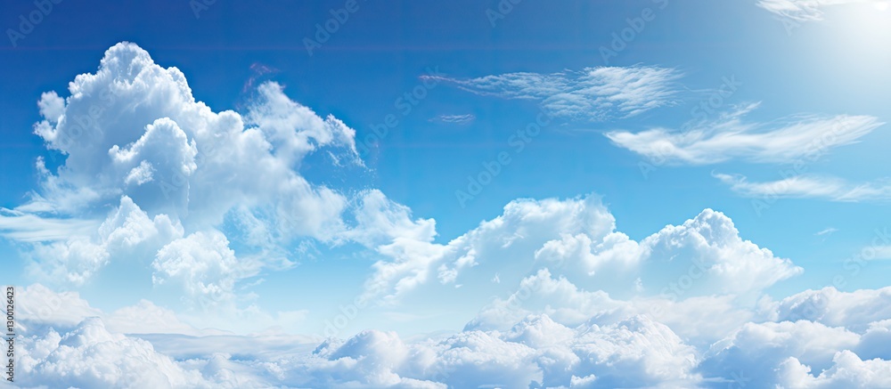 Leinwandbilder serene blue sky with fluffy white clouds gently scattered across the horizon creating vast copy spac