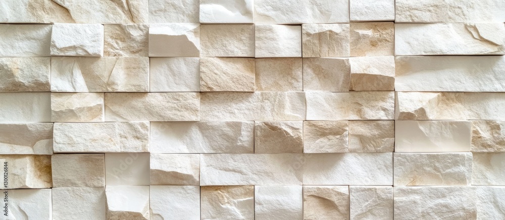 Aufkleber Textured wall background of irregular beige and white stones arranged in a striking pattern creating a unique and modern aesthetic appeal