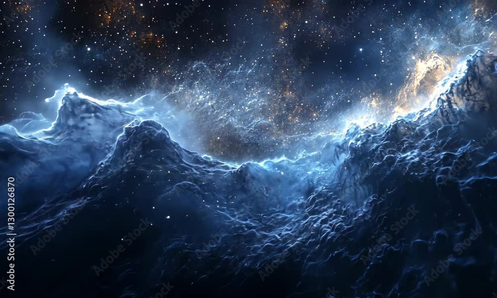 Poster abstract rendering of a cosmic cloud and starlight illuminating space exploration concepts