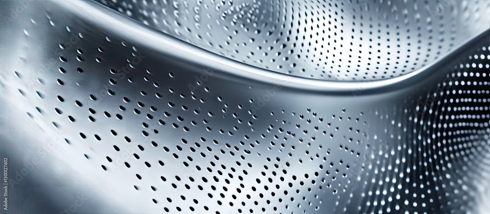 Poster curved metallic textures with smooth surfaces in shades of silver and gray create a visually captiva
