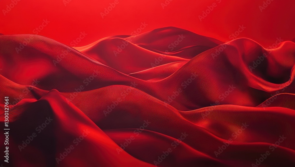 Poster abstract red fabric waves flowing gently creating soft textures and shapes in a dreamy undulating la