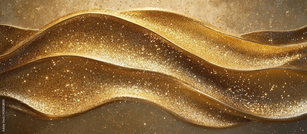 Leinwandbilder Luxurious abstract background with shimmering gold waves on a soft beige surface, creating an elegant and opulent design filled with sparkle.