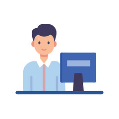 Employee working with accounting software on computer for accurate records