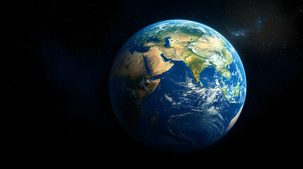 Pixelated Earth Globe in Space Showing Continents with Blue Waters and Starry Dark Background