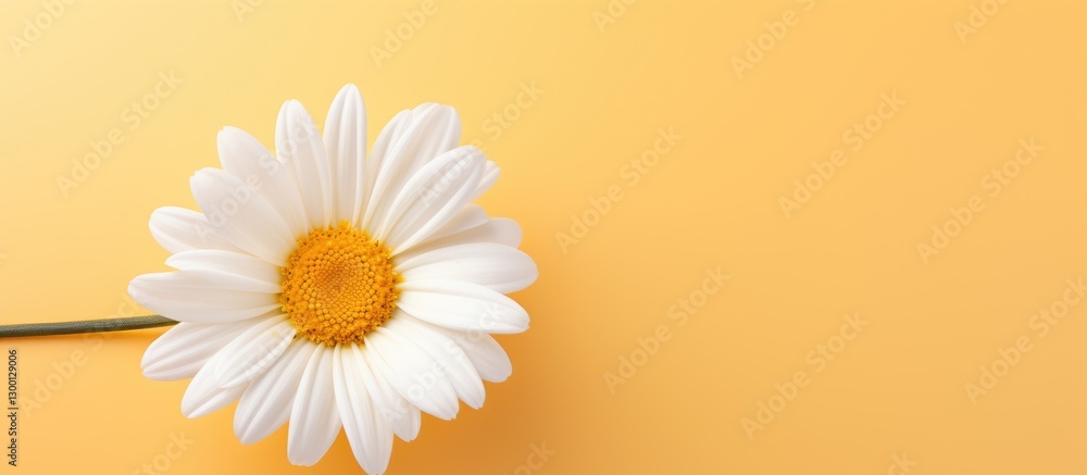 Poster daisy flower on a soft yellow background with ample negative space for text or imagery positioned on