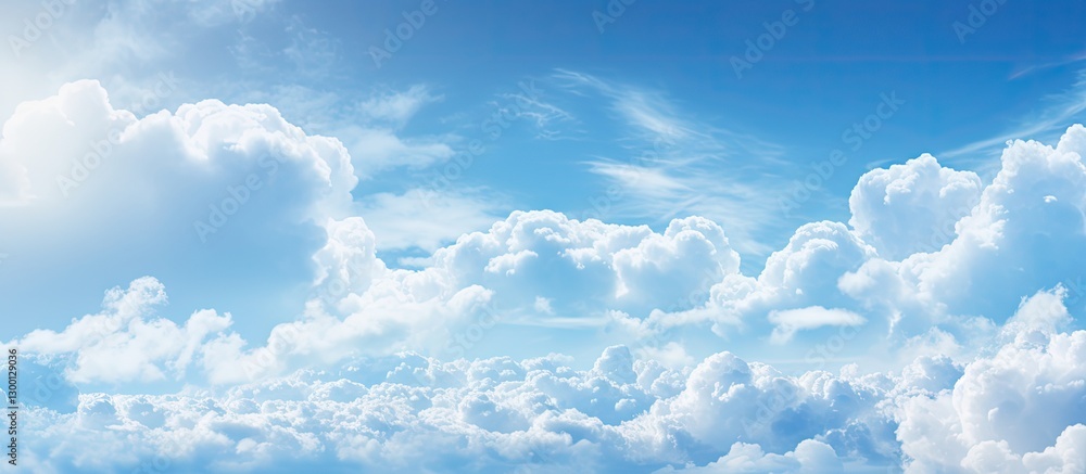Leinwandbilder serene blue sky with soft white clouds in gradient light displaying calmness and beauty during sprin
