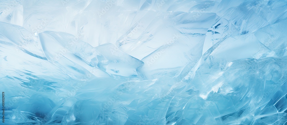 Fototapete Frozen ice texture in varying shades of blue, featuring sharp crystalline formations and a smooth area for copy space, emphasizing a cool aesthetic.