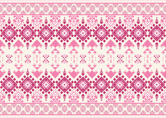 Unique Thai traditional Ethnic tribal geometric ornament pattern on pink background. 