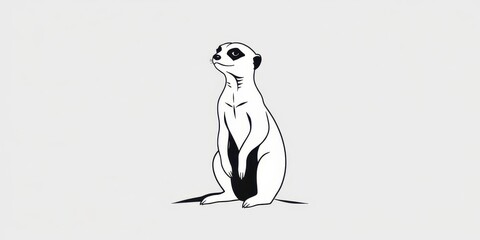 Minimalist Illustration of a Meerkat Sitting in a Simple Design with Monochrome Tones