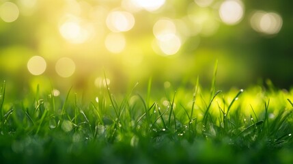 Obraz premium Capturing the sunlit bokeh of lush green grass outdoor photography nature setting eco-friendly concept