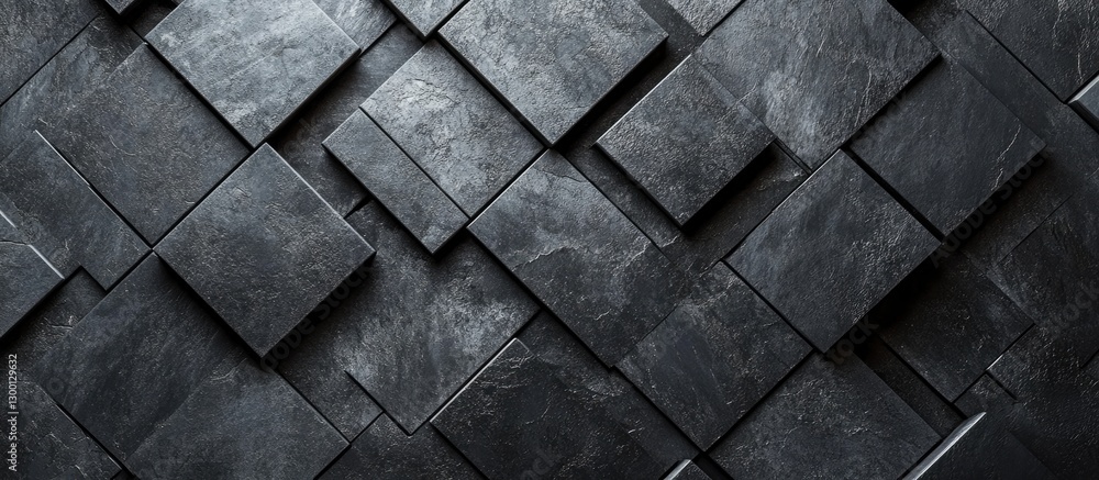 Aufkleber dark textured stone tiles arranged in a staggered pattern, featuring varying shades of gray and blac