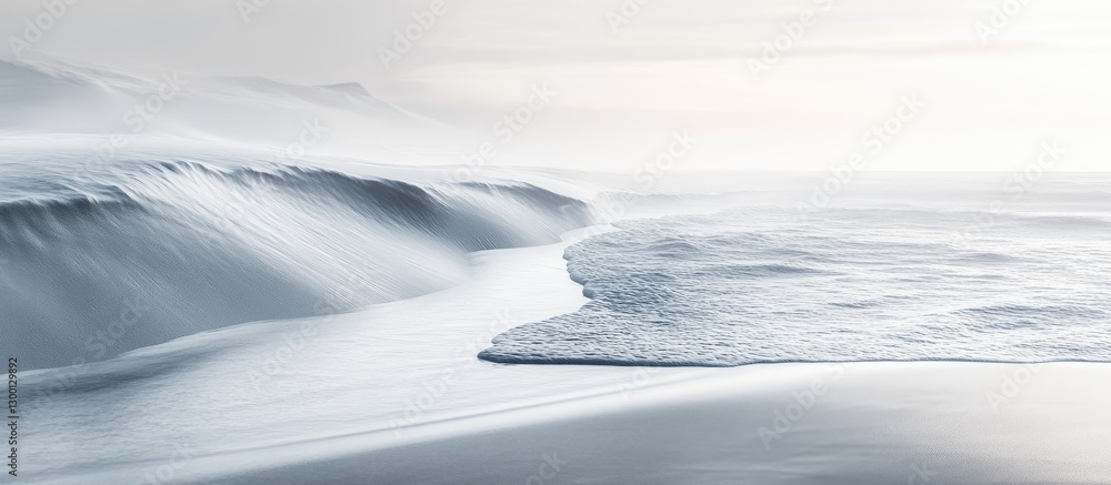 Leinwandbilder gentle waves create soft foam on a serene white sandy shore under a soft light with a minimalist com