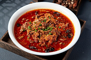 Sichuan delicious spicy red oil boiled beef