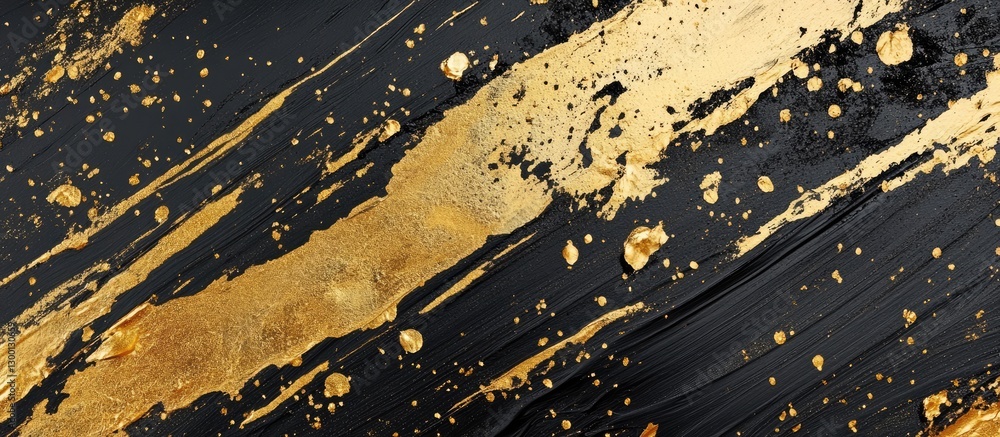 Poster abstract black and gold textured background featuring bold golden streaks and splatters across a dee