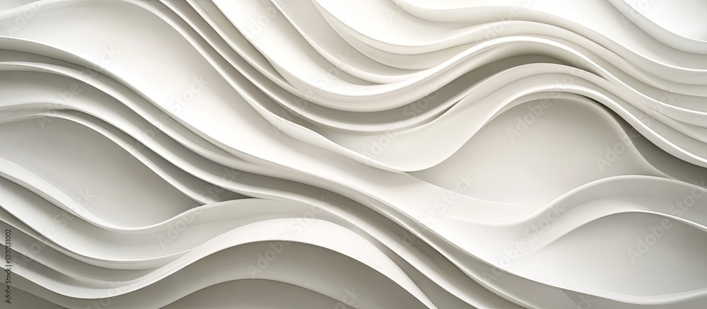 Poster futuristic monochrome wavy lines create a dynamic surface with depth and texture in shades of white 