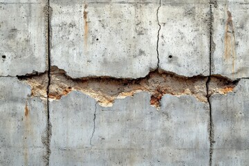 Cracked Concrete Wall With Rust