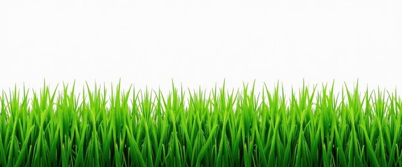 Obraz premium Vibrant Green Grass Border on White Background
