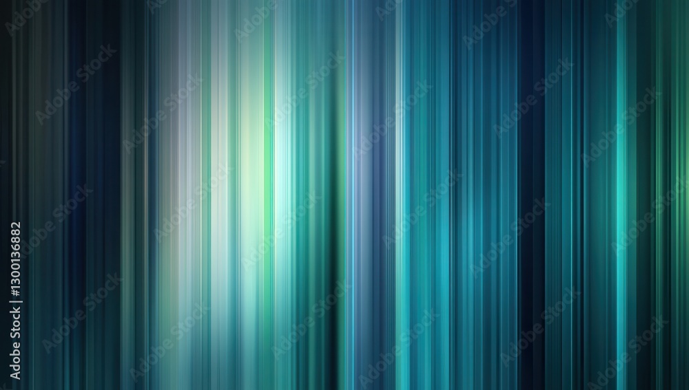 Poster abstract vertical lines in shades of blue and green, creating a tranquil and modern background suita