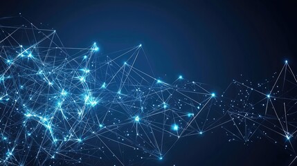 Abstract digital network connection.  Background dark blue. Use technology presentation