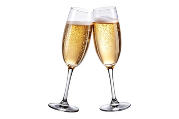 two glasses of champagne isolated on transparent background