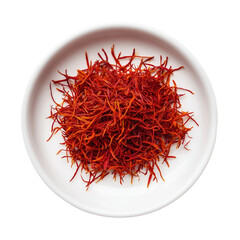 Fototapeta premium Bright red saffron in a white bowl