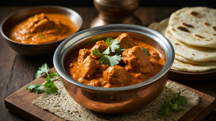 Chicken Tikka Masala served in a bowl, featuring tender chunks of chicken in rich orange sauce