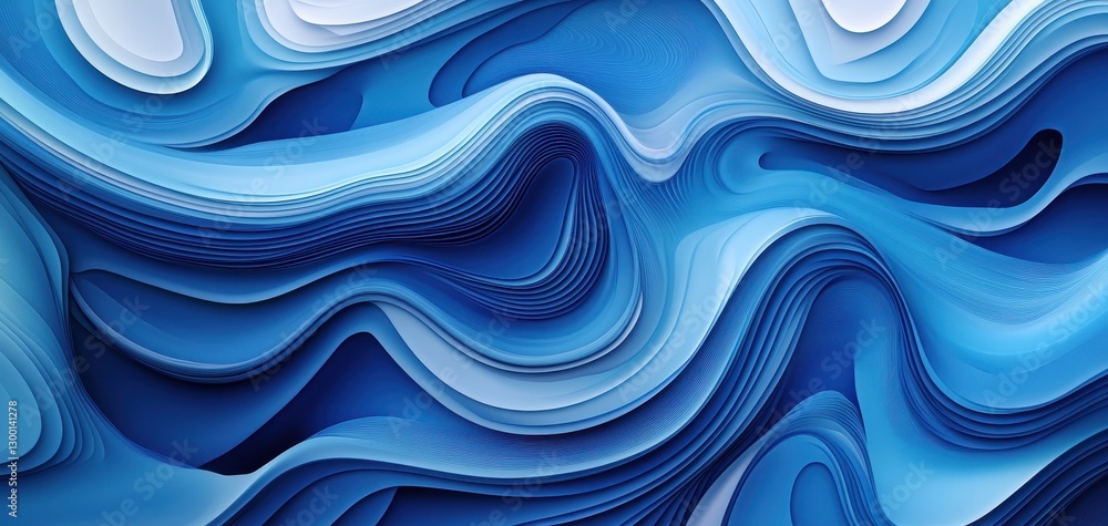 Poster abstract wave patterns in shades of blue with smooth curves and fluid motion in a aesthetic design f