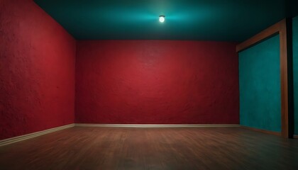 colored walls, with one being red, one being blue, and one being green. The walls are arranged in a way that creates an open space between them, with a doorway in the middle,floor, middle,946