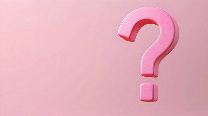 Pink Question Mark Symbol on Soft Pink Background in Studio Render